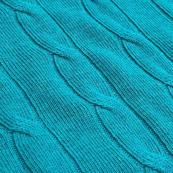 NWT Peter Millar XL 100% Cashmere Cable Knit Teal Super Soft Crewneck Sweater - Picture 4 of 13